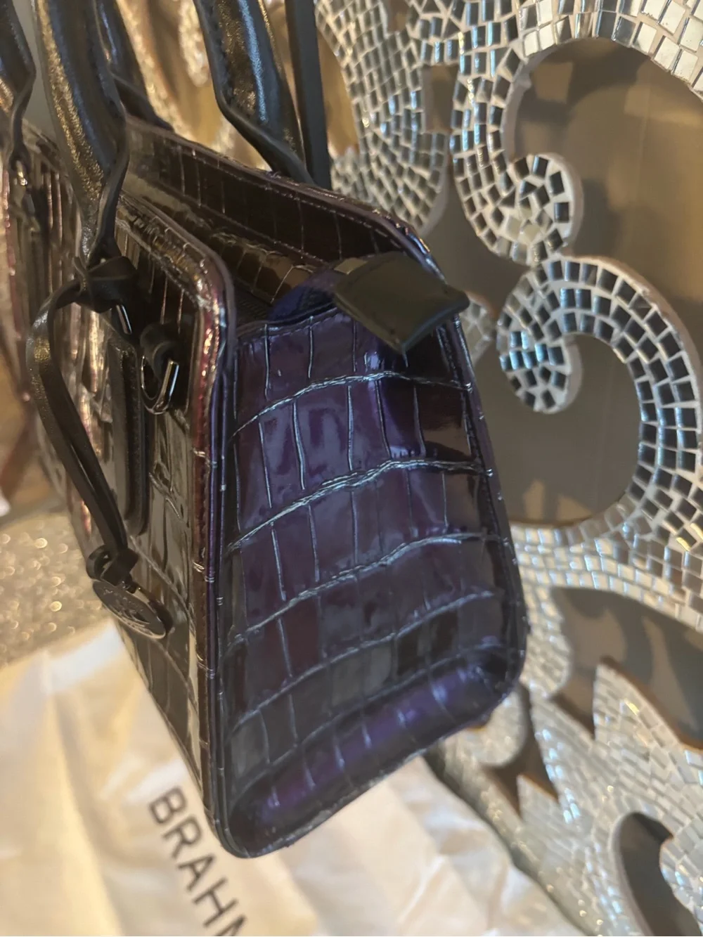 ⭐️Brahmin Cami Heroic Purple Kingstone Leather Satchel‎ Handbag